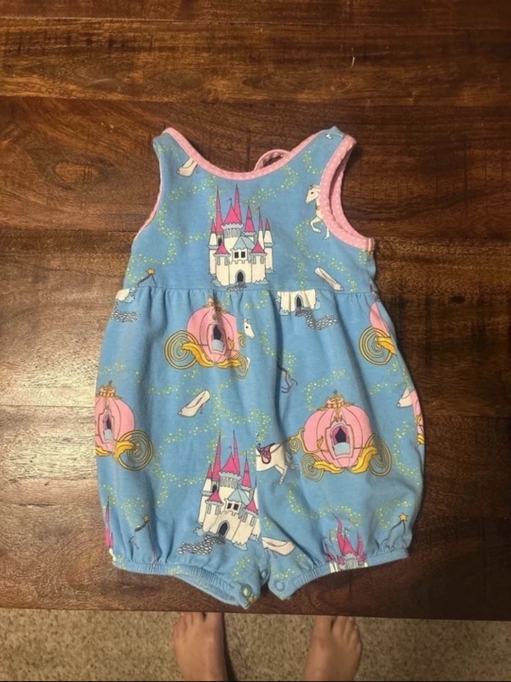 Eleanor Rose Blue & Pink Princess Castle Baby Romper